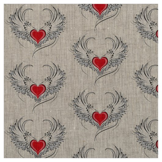 Red Angel Heart mit Flügeln Stoff (Muster)