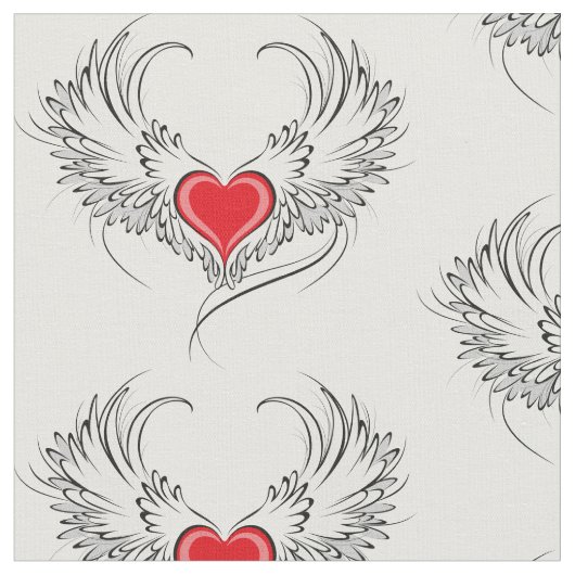 Red Angel Heart mit Flügeln Stoff (Nahaufnahme)