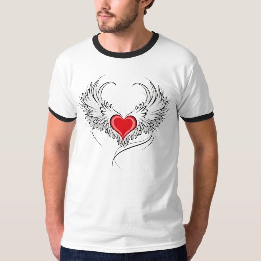 Red Angel Heart mit Flügeln T-Shirt (Vorderseite)