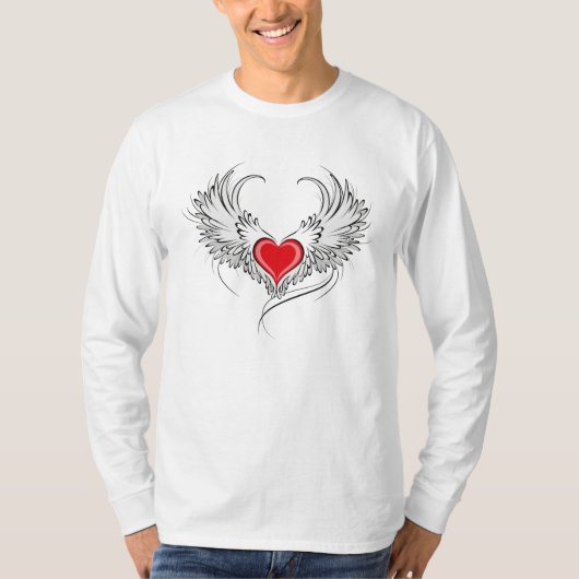 Red Angel Heart mit Flügeln T-Shirt (Vorderseite)
