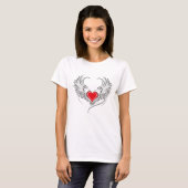 Red Angel Heart mit Flügeln T-Shirt (Vorne ganz)