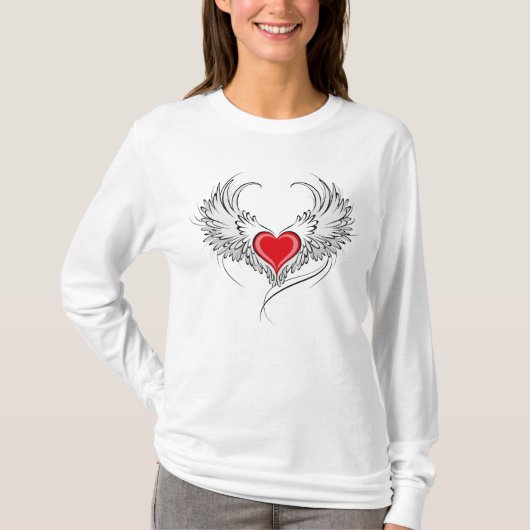 Red Angel Heart mit Flügeln T-Shirt (Vorderseite)