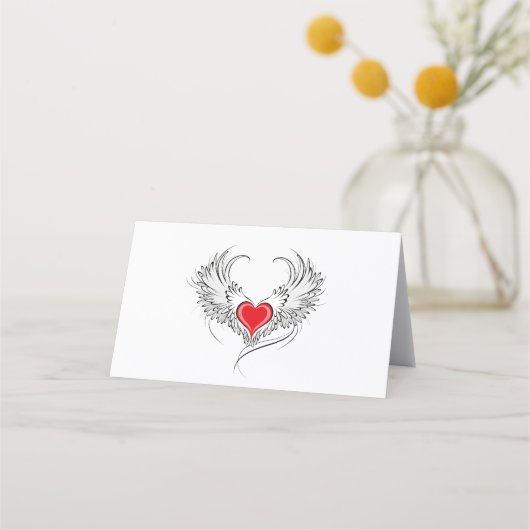 Red Angel Heart mit Flügeln Terminkarte (Vorderseite)