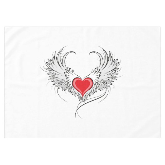 Red Angel Heart mit Flügeln Tischdecke (Vorderseite (Horizontal))