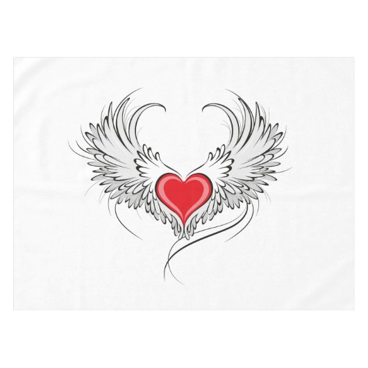 Red Angel Heart mit Flügeln Tischdecke (Vorderseite (Horizontal))