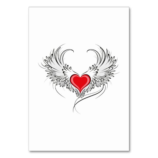 Red Angel Heart mit Flügeln Tischnummer (Vorderseite)