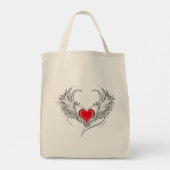 Red Angel Heart mit Flügeln Tragetasche (Rückseite)
