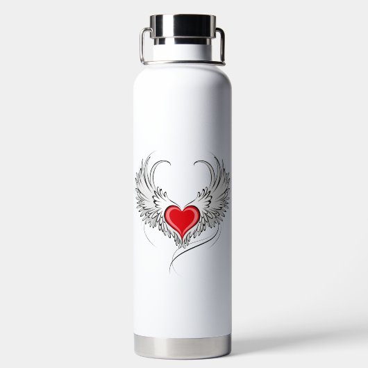 Red Angel Heart mit Flügeln Trinkflasche (Rückseite)