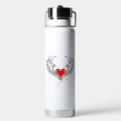 Red Angel Heart mit Flügeln Trinkflasche (Hinten)