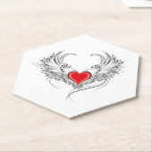 Red Angel Heart mit Flügeln Untersetzer (angewinkelt)