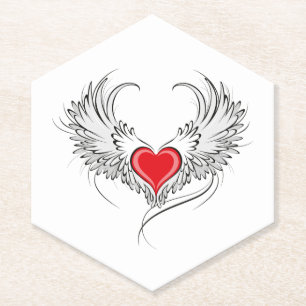 Red Angel Heart mit Flügeln Untersetzer