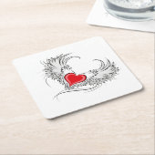 Red Angel Heart mit Flügeln Untersetzer (angewinkelt)