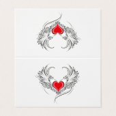 Red Angel Heart mit Flügeln Visitenkarten (Außenseite Aufgefaltet)