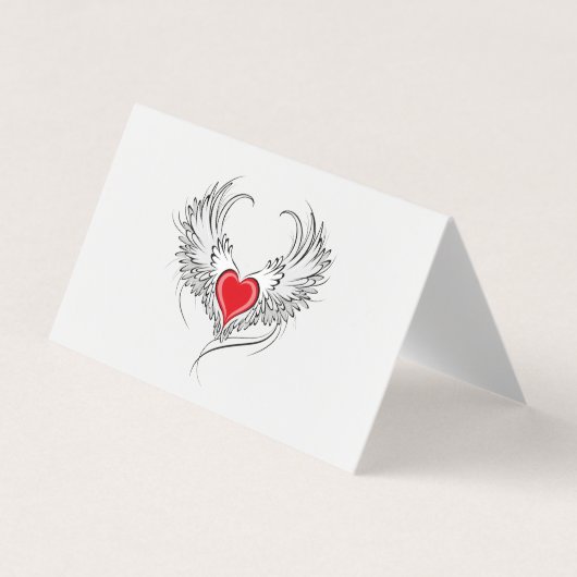 Red Angel Heart mit Flügeln Visitenkarten (Vorderseite)