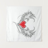 Red Angel Heart mit Flügeln Wandteppich (Vorderseite (Horizontal))