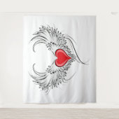 Red Angel Heart mit Flügeln Wandteppich (Vorderseite)