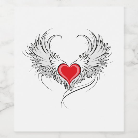 Red Angel Heart mit Flügeln Weinetikett (Einzelnes Label)