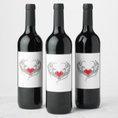 Red Angel Heart mit Flügeln Weinetikett (Flaschen)