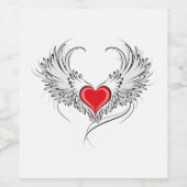 Red Angel Heart mit Flügeln Weinetikett (Einzelnes Label)