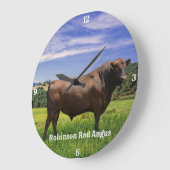 Red Angus Bull Große Wanduhr (Winkel)