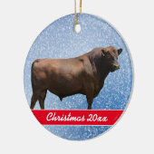 Red Angus Bull Weihnachtsfeier Keramik Ornament (Links)
