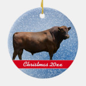 Red Angus Bull Weihnachtsfeier Keramik Ornament (Hinten)