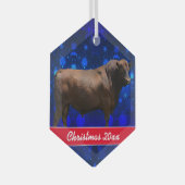 Red Angus Bull Weihnachtsfeier Keramik Ornament Aus Glas (Vorderseite Rechts)