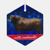 Red Angus Bull Weihnachtsfeier Keramik Ornament Aus Glas (Rückseite)
