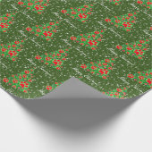 Red Animal Paw Silhouette Weihnachtsbaum Grün Geschenkpapier (Ecke)