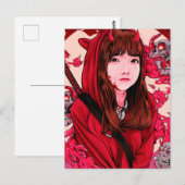Red Anime Demon Slayer Girl Postkarte (Vorne/Hinten)