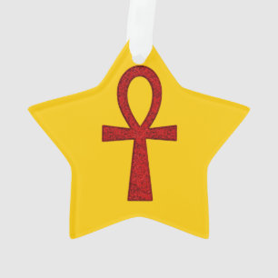 Red Ankh Acrylic Ornament