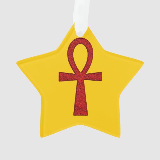Red Ankh Acrylic Ornament (Rückseite)