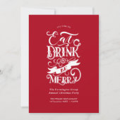 Red Annual Holiday Party essen Drink sei froh Einladung (Vorderseite)
