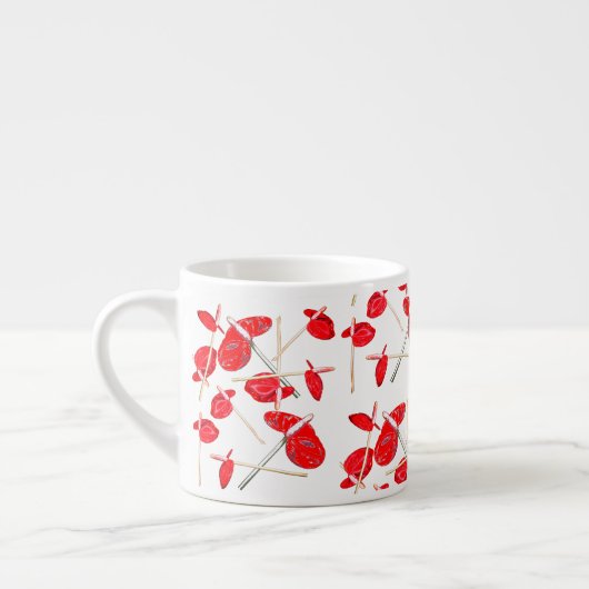 Red Anthurium Blume Muster Coffee Tasse Cup (Links)