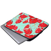 Red Anthurium Blume Muster Computerschlauch Laptopschutzhülle (Vorne Knopf)