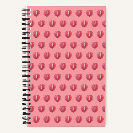 Red Anthurium Blume Nahtloses Muster auf Notebook Notizblock (Vorderseite)