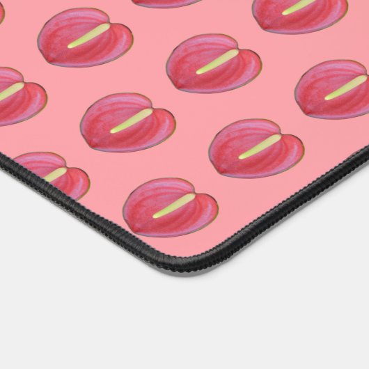 Red Anthurium Blume Nahtloses Muster auf Schreibti Schreibtischunterlage (Ecke)