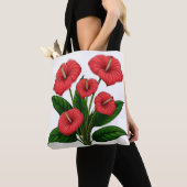 Red Anthurium Flowers with Green Leaves Tasche (Von Nahem)