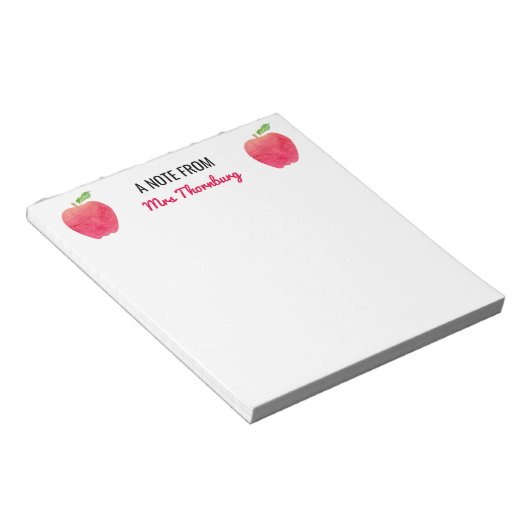 Red Äpfel eine Note von Lehrer Personalisiert Notizblock (angewinkelt)