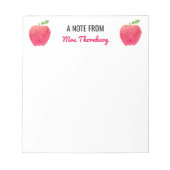 Red Äpfel eine Note von Lehrer Personalisiert Notizblock (Vorderseite)