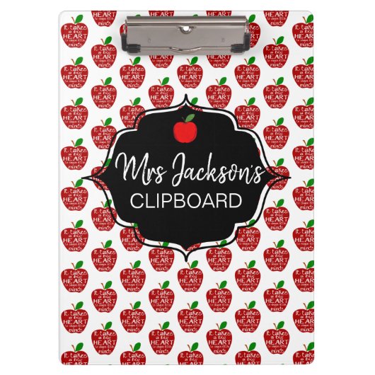 Red Apfel Lehrer danke Ihnen Ruhestand Kinderzimme Klemmbrett (Vorderseite)
