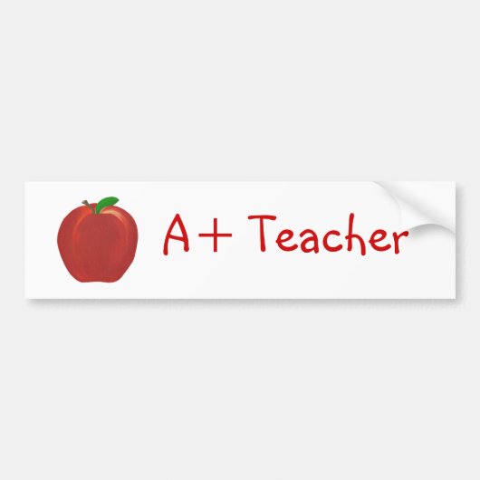 Red Apple, A+ Teacher Autoaufkleber (Vorne)