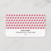 Red Apple and Daisy Pattern Teacher Business Card Visitenkarte (Vorderseite)