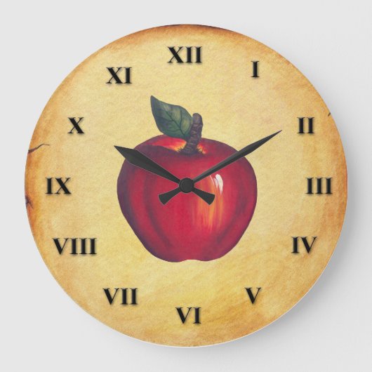 Red Apple Antique Look Große Wanduhr (Vorderseite)