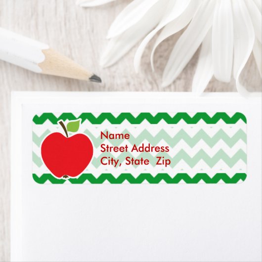 Red Apple auf Retro Kelly Green Zickzack Stripes (Insitu)