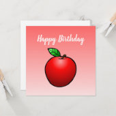 Red Apple Birthday Card Karte (Vorderseite/Rückseite Beispiel)