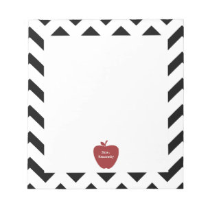 Red Apple Black Zickzack Teacher Notizblock
