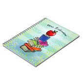 Red Apple Book Stack Teacher Name Turquoise Strip Notizblock (Linke Seite)