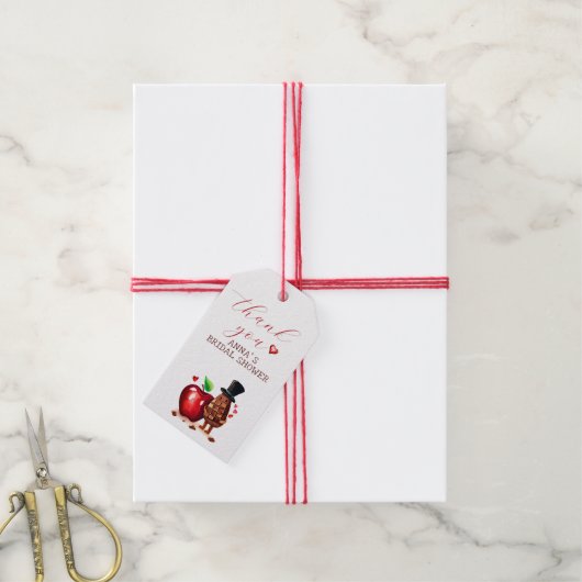 Red Apple Brautparty danke Geschenkanhänger (Mit Garn)