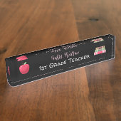 Red Apple , Bücher , Lehrer Black Desk Namplate Namensplakette (Seite)